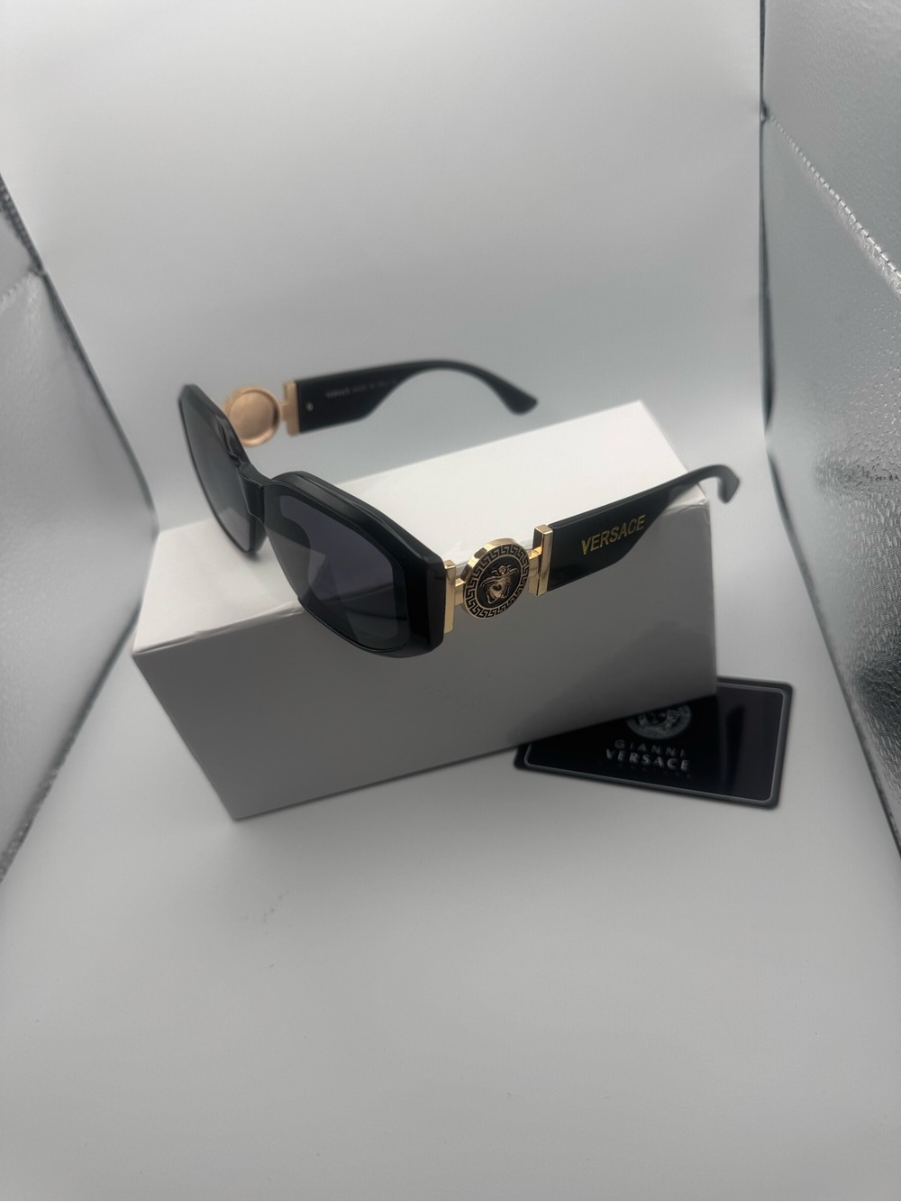Gold Medusa Rectangular Sunglasses